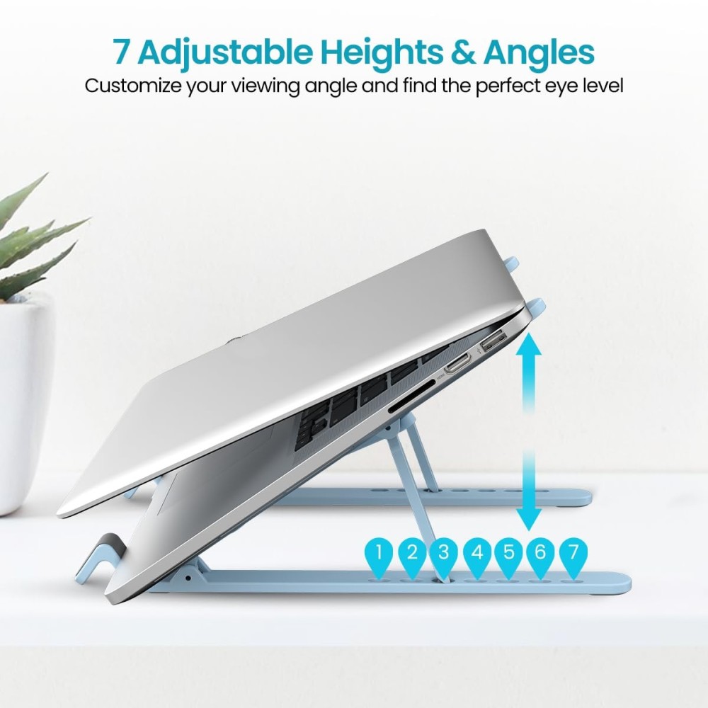 Portronics My Buddy K Lite Foldable Laptop Stand  | Adjustable Height, Anti-Slip, Portable Laptop Holder | 5kg Capacity - (Blue)