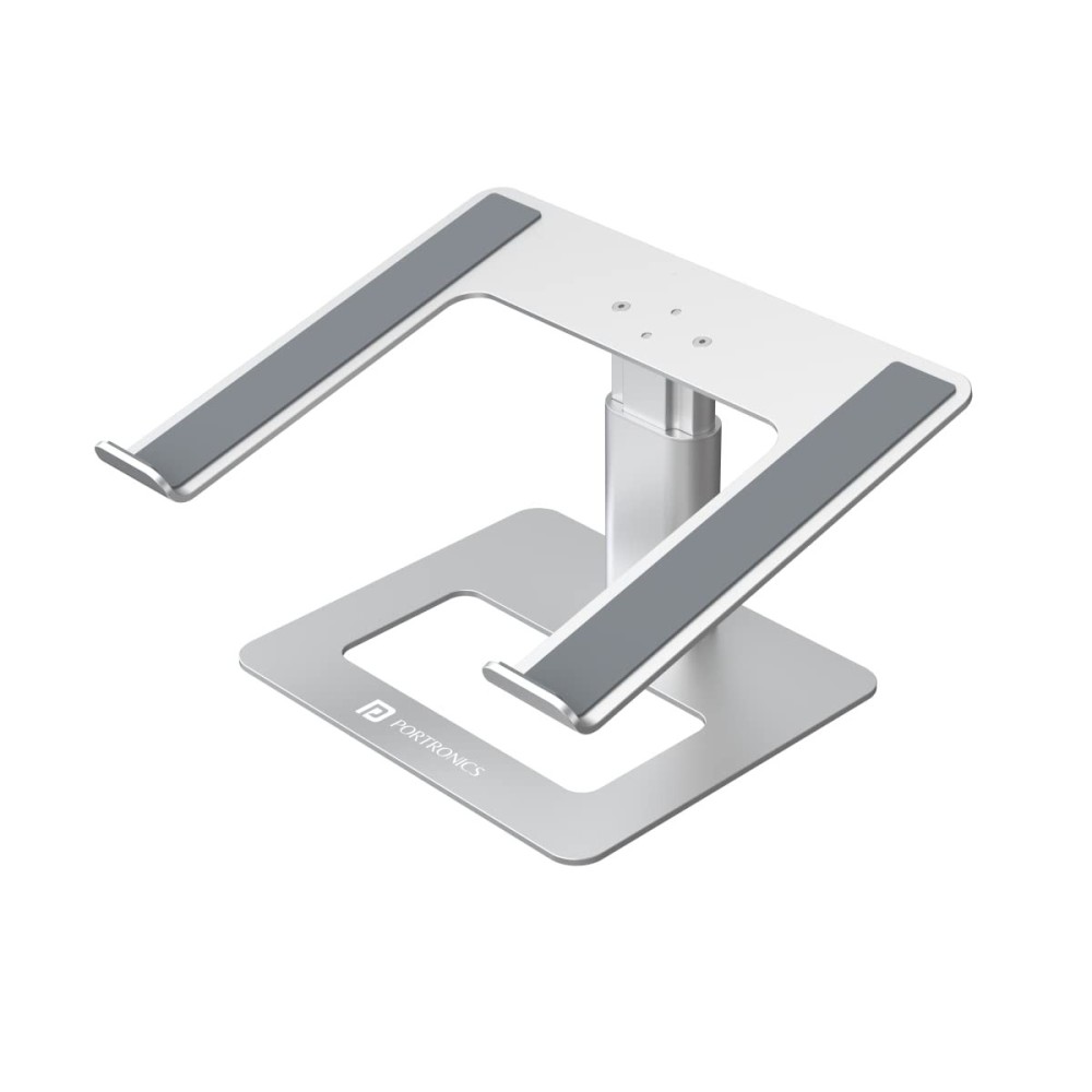 Portronics My Buddy K5 Portable Laptop Tabletop Stand with Aluminium Frame, Adjustable Height, Compatible with All Laptops (Silver)