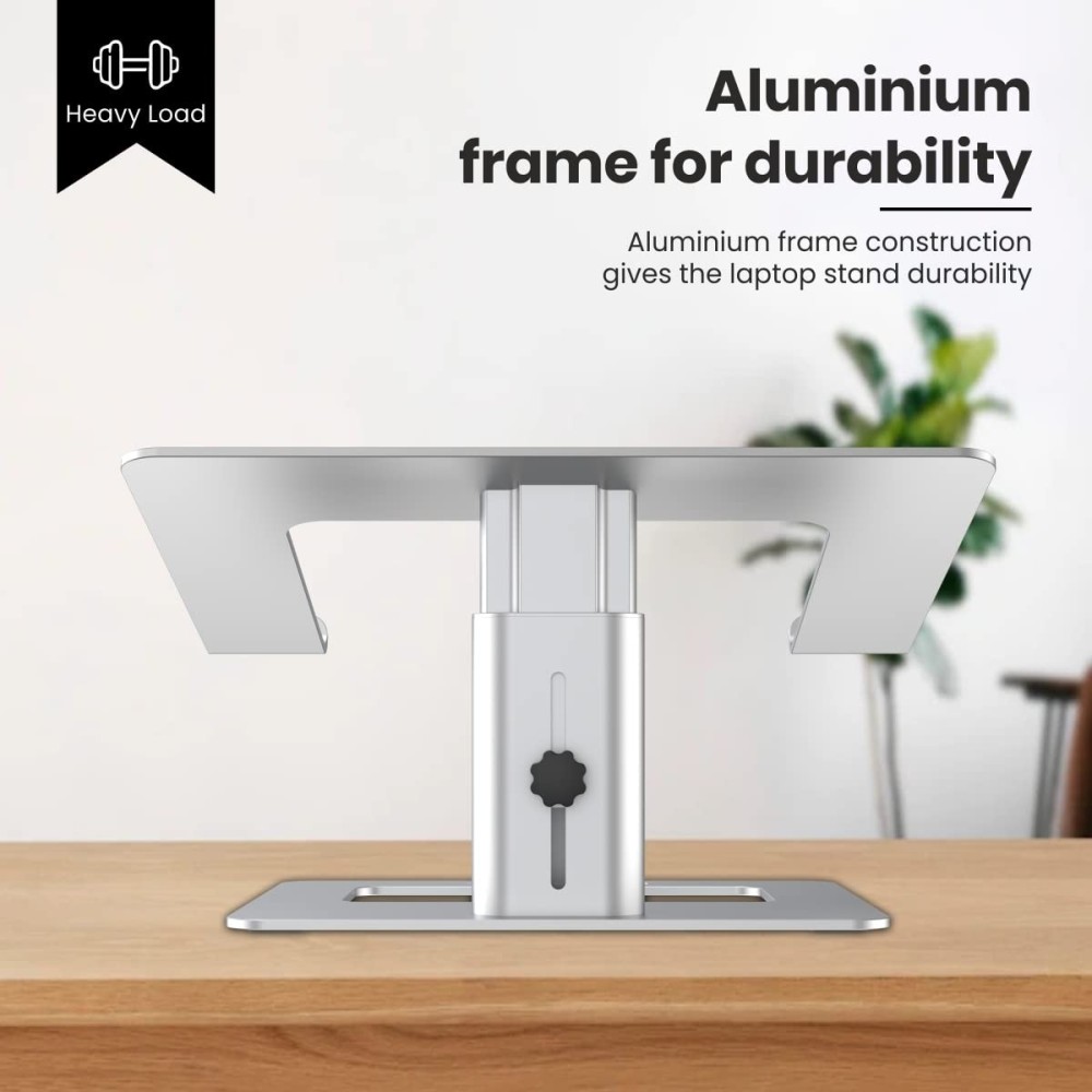 Portronics My Buddy K5 Portable Laptop Tabletop Stand with Aluminium Frame, Adjustable Height, Compatible with All Laptops (Silver)