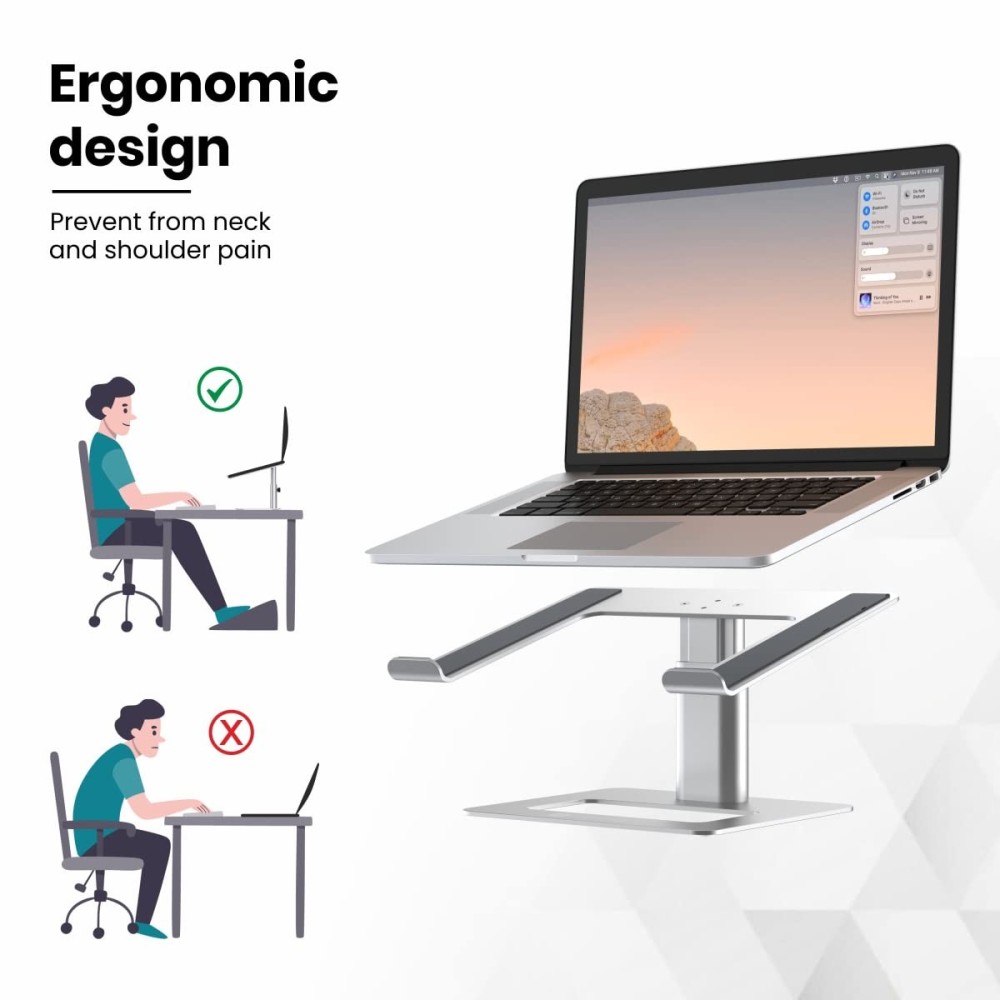 Portronics My Buddy K5 Portable Laptop Tabletop Stand with Aluminium Frame, Adjustable Height, Compatible with All Laptops (Silver)