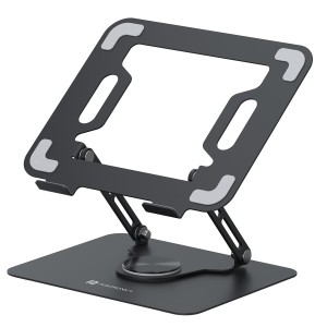 Portronics My Buddy K9 Portable Laptop Stand with 360° Rotating Base, Adjustable Height, Ventilated Anti-Slip Ergonomic Design for Laptops - (Black)