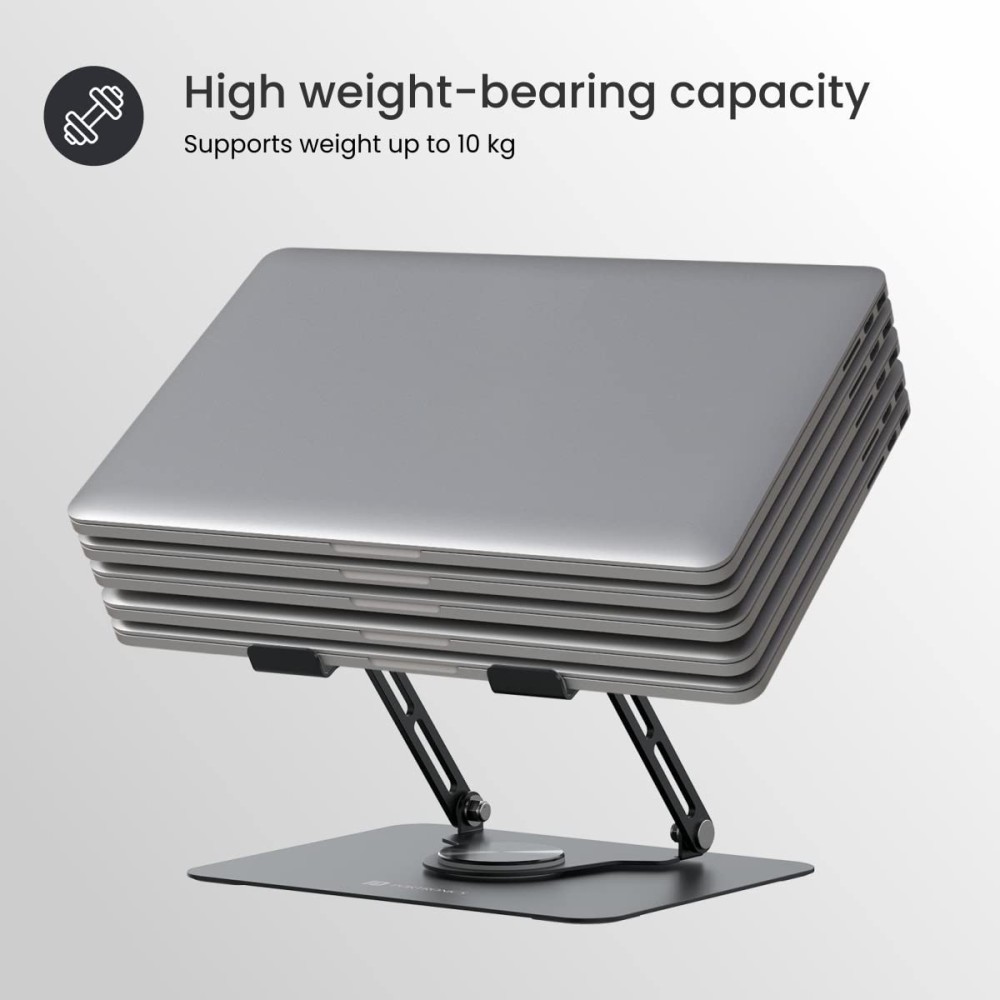 Portronics My Buddy K9 Portable Laptop Stand with 360° Rotating Base, Adjustable Height, Ventilated Anti-Slip Ergonomic Design for Laptops - (Black)