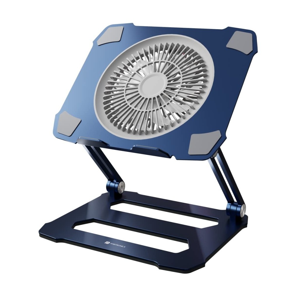 Portronics My Buddy K10 Portable Laptop Stand with Adjustable Height, Ventilated Fan Design, Anti-Slip Base for Up to 15.6" Laptops | Foldable Ergonomic Laptop Stand - (Grey)