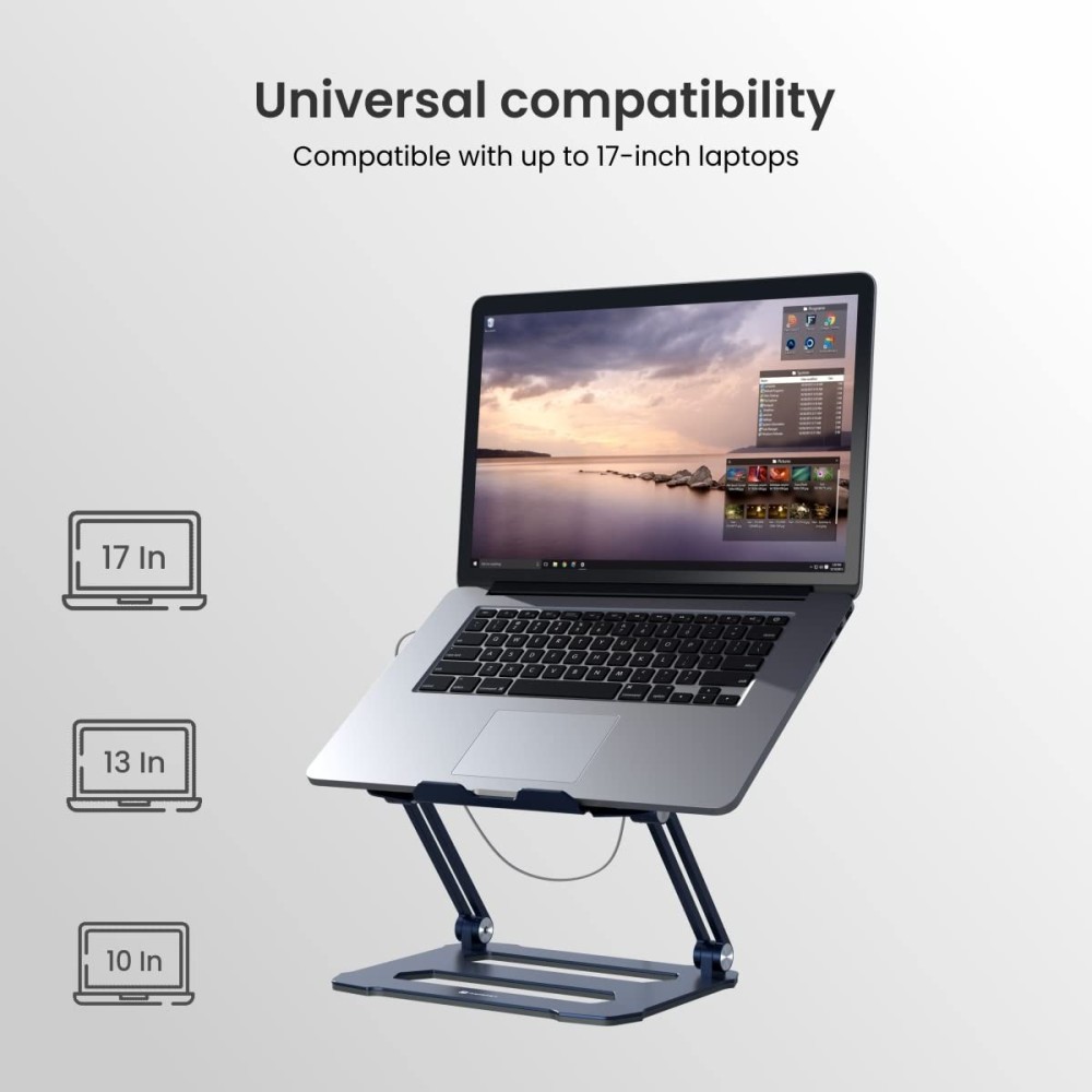 Portronics My Buddy K10 Portable Laptop Stand with Adjustable Height, Ventilated Fan Design, Anti-Slip Base for Up to 15.6" Laptops | Foldable Ergonomic Laptop Stand - (Grey)