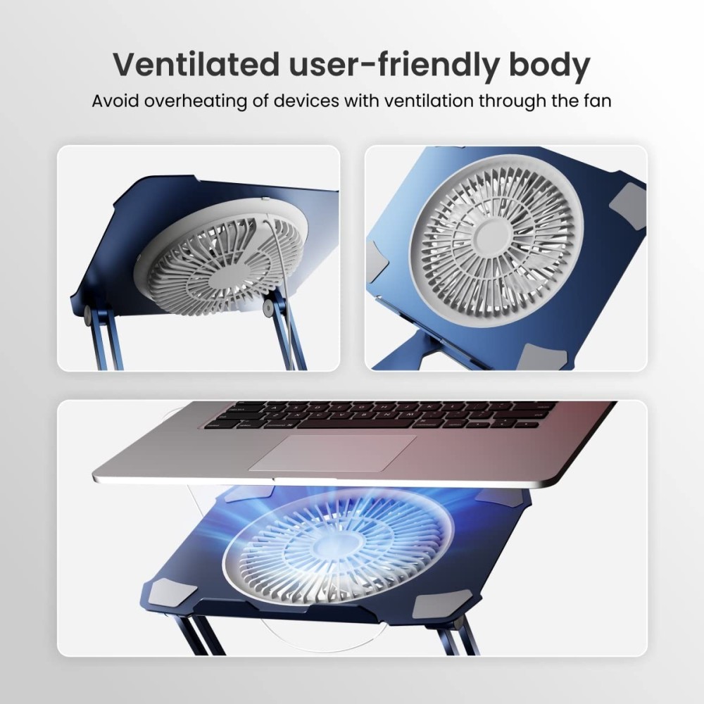 Portronics My Buddy K10 Portable Laptop Stand with Adjustable Height, Ventilated Fan Design, Anti-Slip Base for Up to 15.6" Laptops | Foldable Ergonomic Laptop Stand - (Grey)