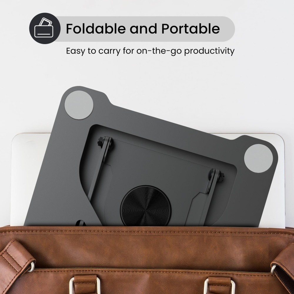 Portronics My Buddy K11 Metal Laptop Stand with 360° Rotation, Height & Angle Adjustable, Foldable Carbon Steel Laptop Stand for MacBook & Laptops up to 10kg – (Black)