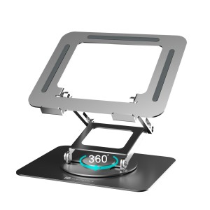 Portronics My Buddy K11 Pro Metal Laptop Stand with 360° Rotation | Adjustable Height & Angle | Ergonomic Foldable Laptop & MacBook Stand | Supports Up to 10kg - (Silver)
