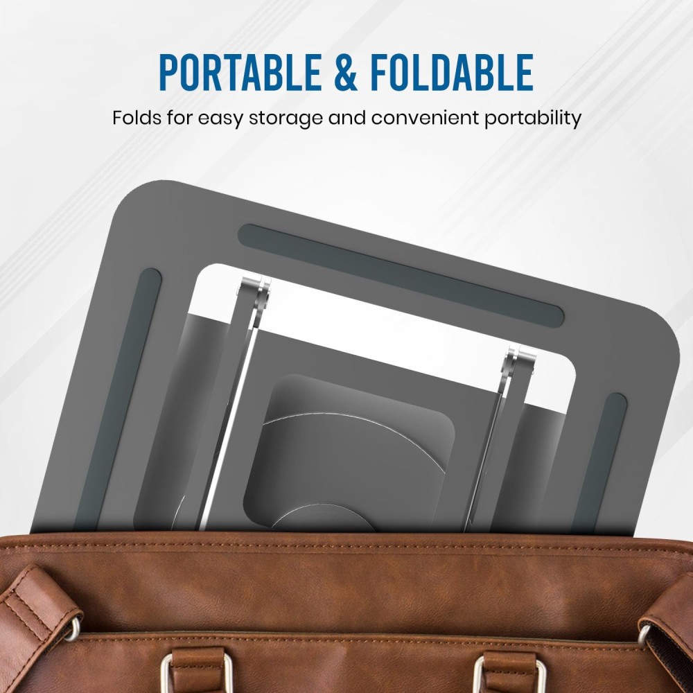 Portronics My Buddy K11 Pro Metal Laptop Stand with 360° Rotation | Adjustable Height & Angle | Ergonomic Foldable Laptop & MacBook Stand | Supports Up to 10kg - (Silver)