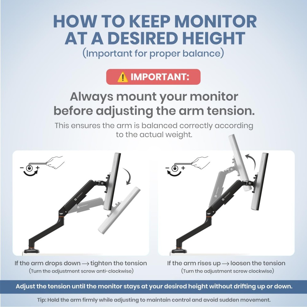 Portronics Aerolift Duo Gas Spring Dual Monitor Arm for 13–32 Inch Screens | Dual Desk Mount with Full Motion, VESA 75x75/100x100, Aluminium Build - (Black)