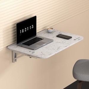 Portronics Metal My Buddy L Folding Wall Mounted Table for Study, Laptop, Home & Office, Carrara Finish, | Space Saving Foldable Desk - (Black)