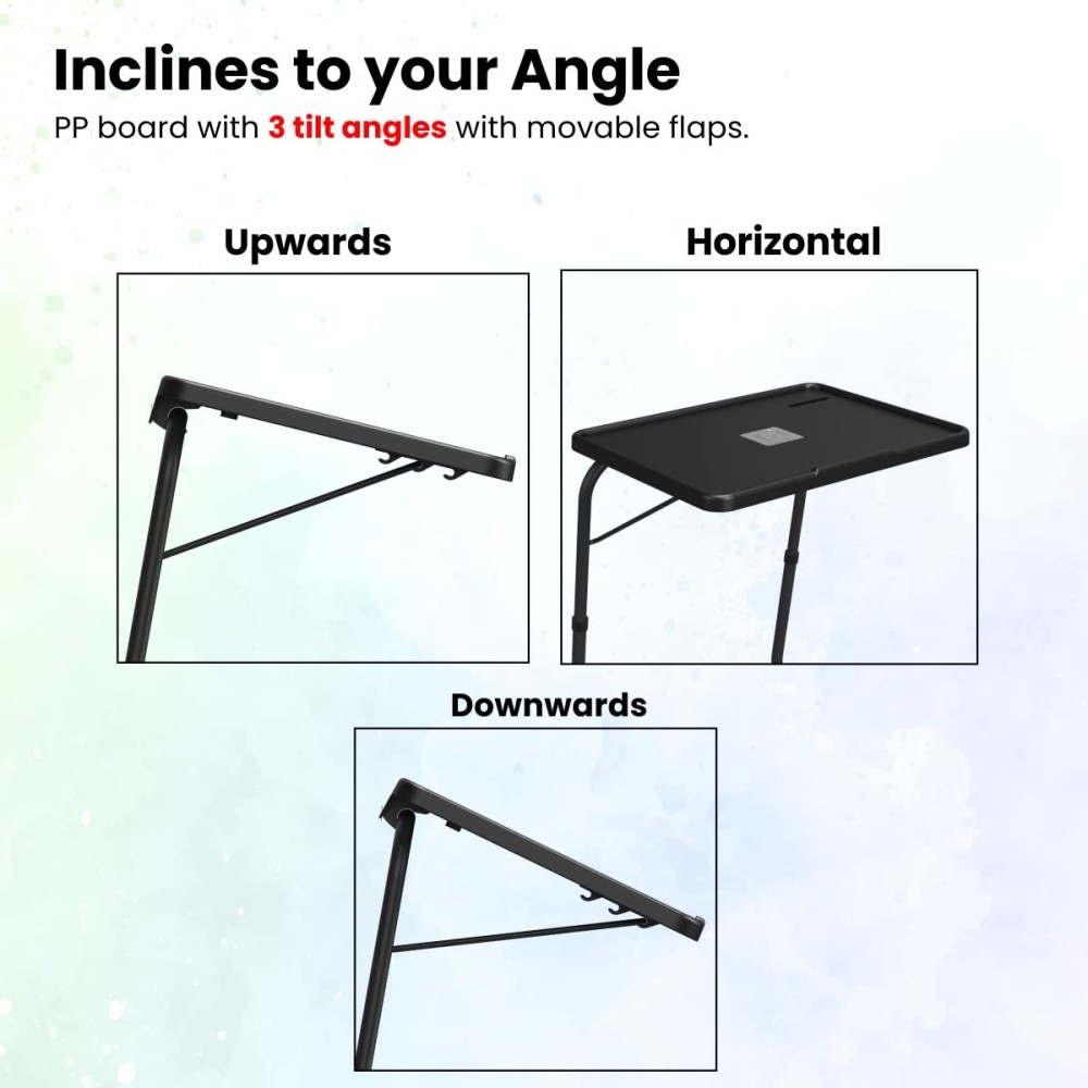 Portronics My Buddy F Multipurpose Movable & Adjustable Laptop Table | Portable Study & Work Desk - (Black)