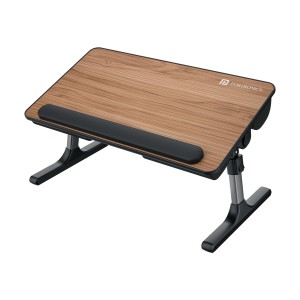Portronics My Buddy Z Multipurpose Foldable Laptop Table with Soft Thigh Support | Adjustable Height & Angle | Foldable Aluminium Legs | Bed Study & Breakfast Table - (Brown)