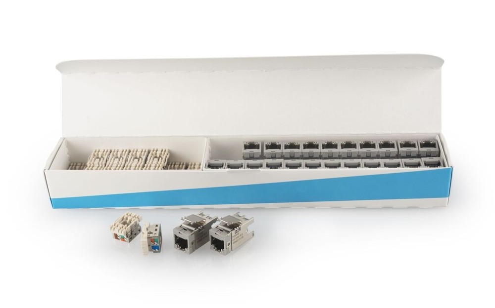 CommScope 2153365-3 SLX Series RJ45 Cat6A Shielded Modular Jack with Dust Cover, White, 4-Pair