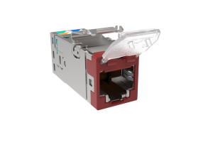 CommScope 2153365-5 SLX Series RJ45 Cat6A Shielded Modular Jack with Dust Cover, Red, 4-Pair