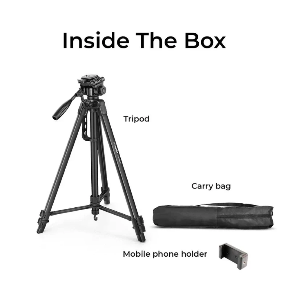 Digitek (DTR 550 LW) 67 Inch Foldable Tripod Stand with Phone Holder & 360° Ball Head, 5kg Load Capacity, Aluminum Alloy Legs with Rubberized Feet & Flip Locks, Carry Bag, for Photo & Video S