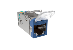 CommScope 2153365-BL | SLX Series RJ45 Cat6A Shielded Modular Jack with Hinged Dust Cover, Blue, 4-Pair