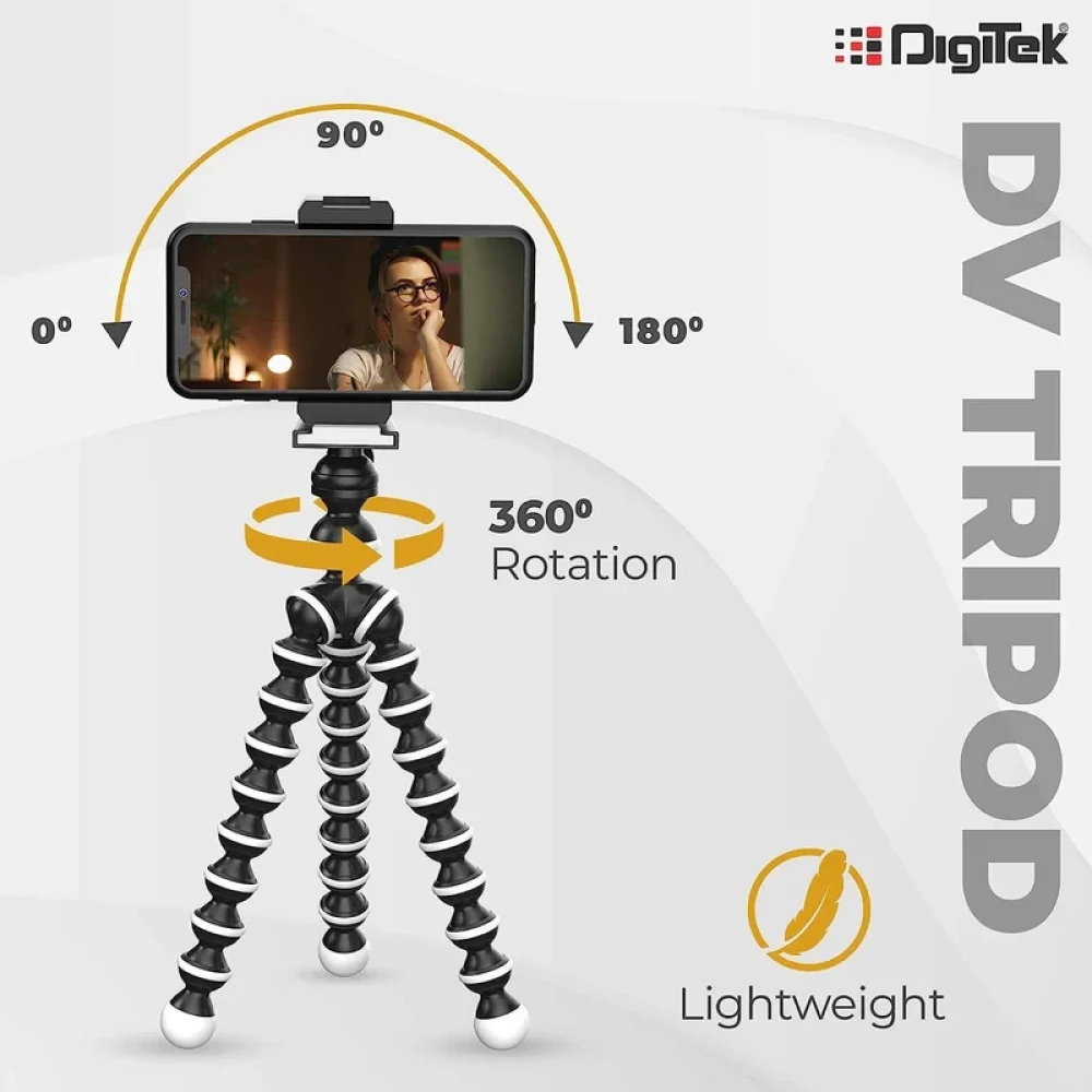Digitek (DTR 260 GT) Gorilla Tripod/Mini 33 CM (13 Inch) Tripod for Mobile Phone with Phone Mount & Remote, Flexible Gorilla Stand for Point and Shoot & Action Cameras