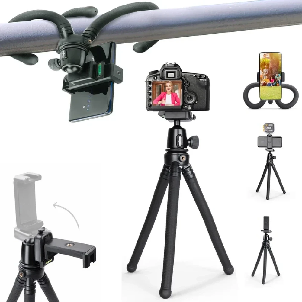 Digitek (DTR 320 FT) Flexible Gorillapod Tripod for All Cameras and Mobile Phones with 360° Ball Head and Phone Holder, Max. Load 3kgs, Carry Bag Included, (Black)