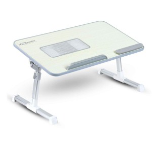 Portronics My Buddy Plus Adjustable Aluminium Laptop Table with USB Cooling Fan, Foldable & Height Adjustable, 52 x 30 cm | Laptop Desk for Home, Office, Gaming & Study - (Grey)