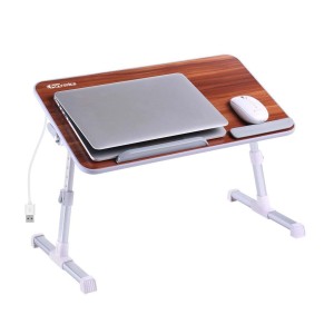Portronics My Buddy Plus Portable Laptop Stand with Cooling Fan, Foldable & Adjustable Laptop Table for Home, Office, Gaming & Work - (Brown)