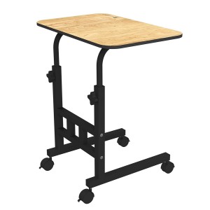 Portronics My Buddy D Wood Multipurpose Adjustable Laptop Table with Wheels | Movable Computer Desk for Home & Office - (Brown)