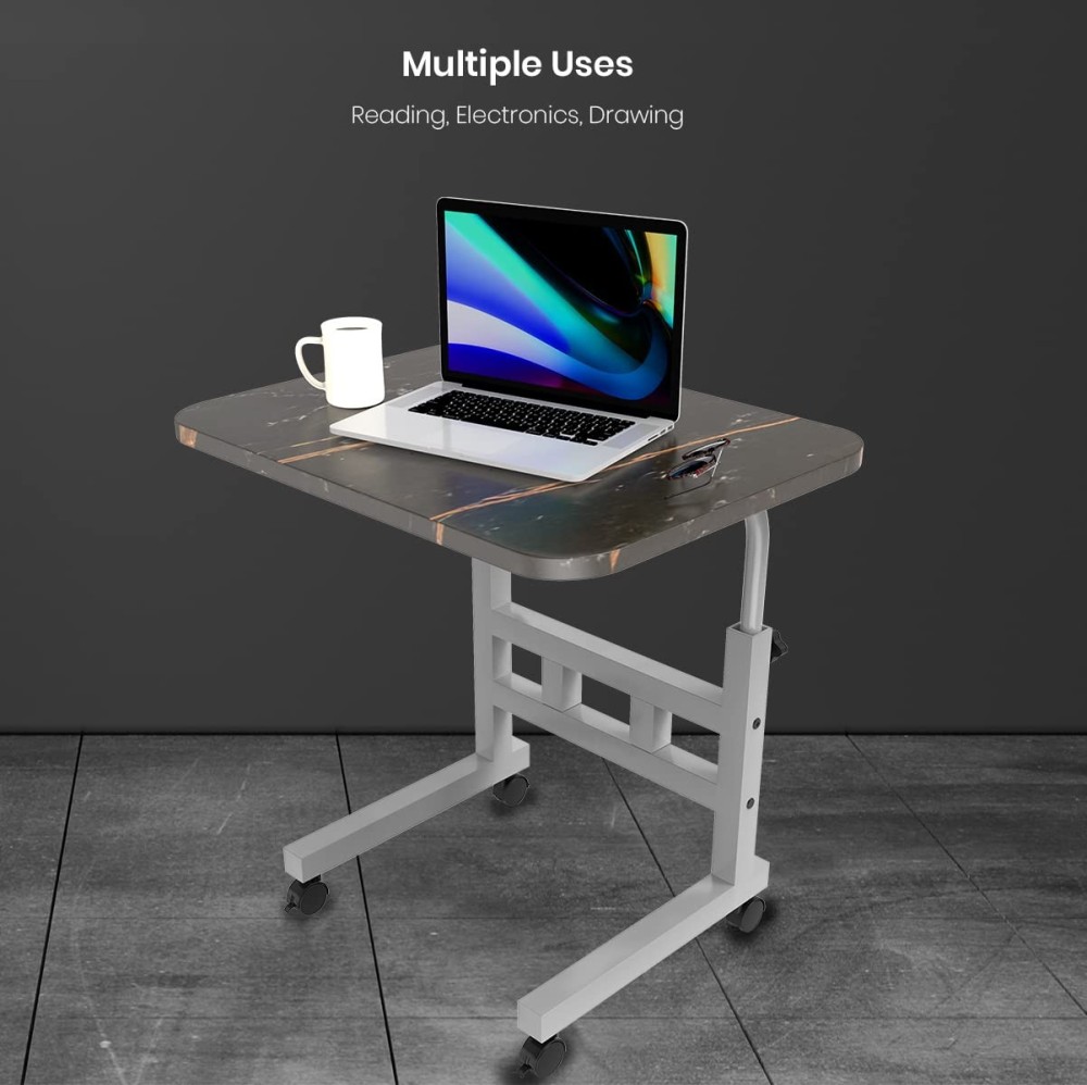 Portronics My Buddy D Wood Multipurpose Movable & Adjustable Laptop & Computer Table, Height Adjustable, 40 x 60 x 80 cm - (Black)