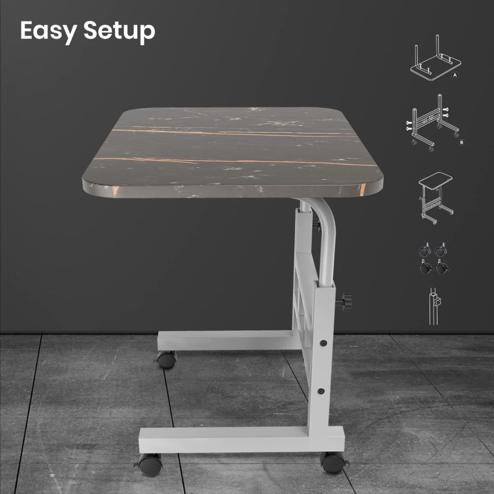 Portronics My Buddy D Wood Multipurpose Movable & Adjustable Laptop & Computer Table, Height Adjustable, 40 x 60 x 80 cm - (Black)
