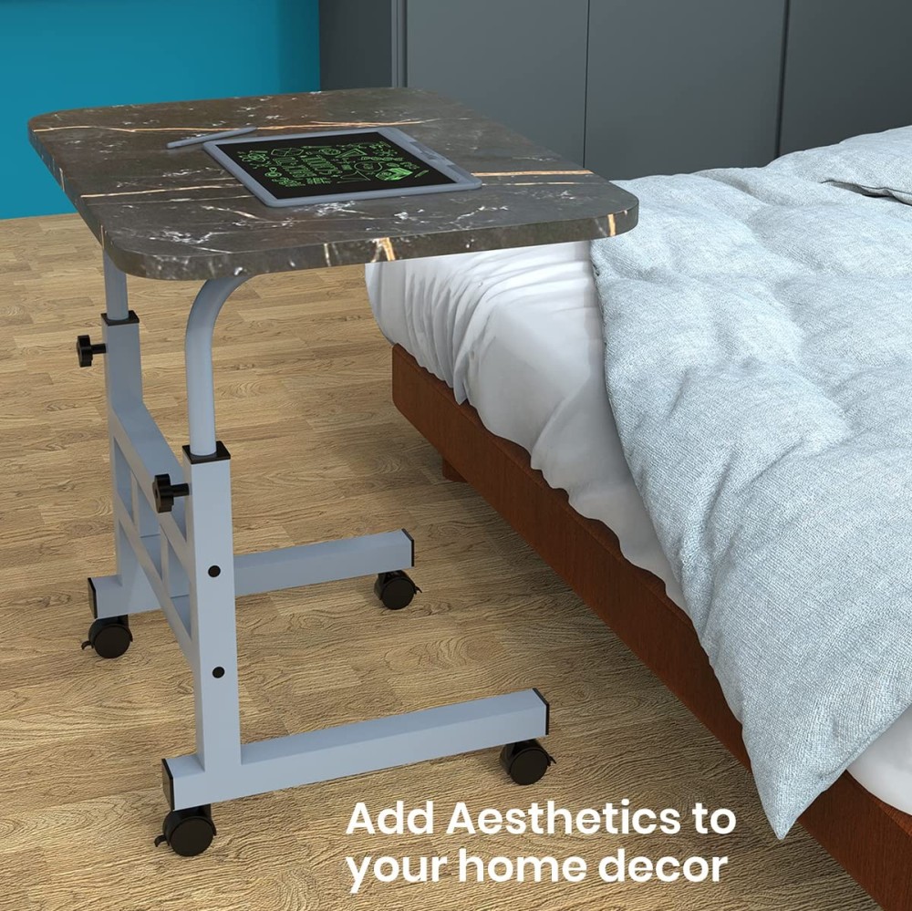 Portronics My Buddy D Wood Multipurpose Movable & Adjustable Laptop & Computer Table, Height Adjustable, 40 x 60 x 80 cm - (Black)