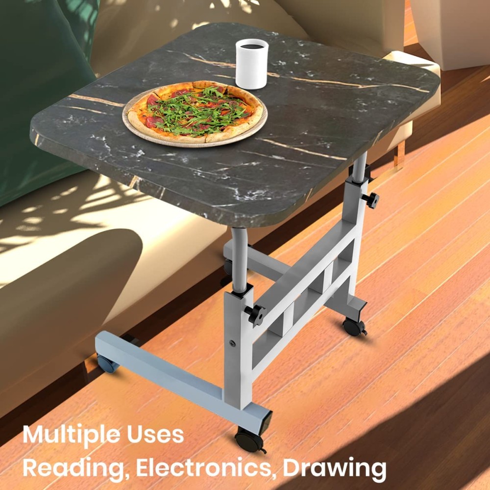 Portronics My Buddy D Wood Multipurpose Movable & Adjustable Laptop & Computer Table, Height Adjustable, 40 x 60 x 80 cm - (Black)