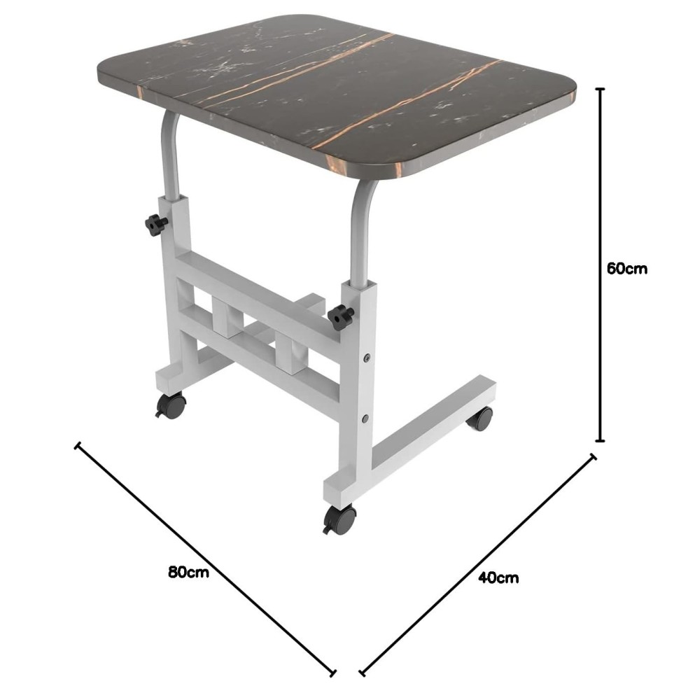 Portronics My Buddy D Wood Multipurpose Movable & Adjustable Laptop & Computer Table, Height Adjustable, 40 x 60 x 80 cm - (Black)