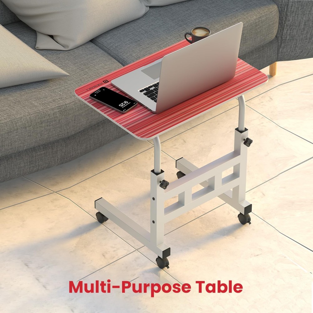 Portronics My Buddy D Wood Multipurpose Movable & Adjustable Laptop Table for Computer & Laptop – Foldable, Ergonomic - (Crimson Red)