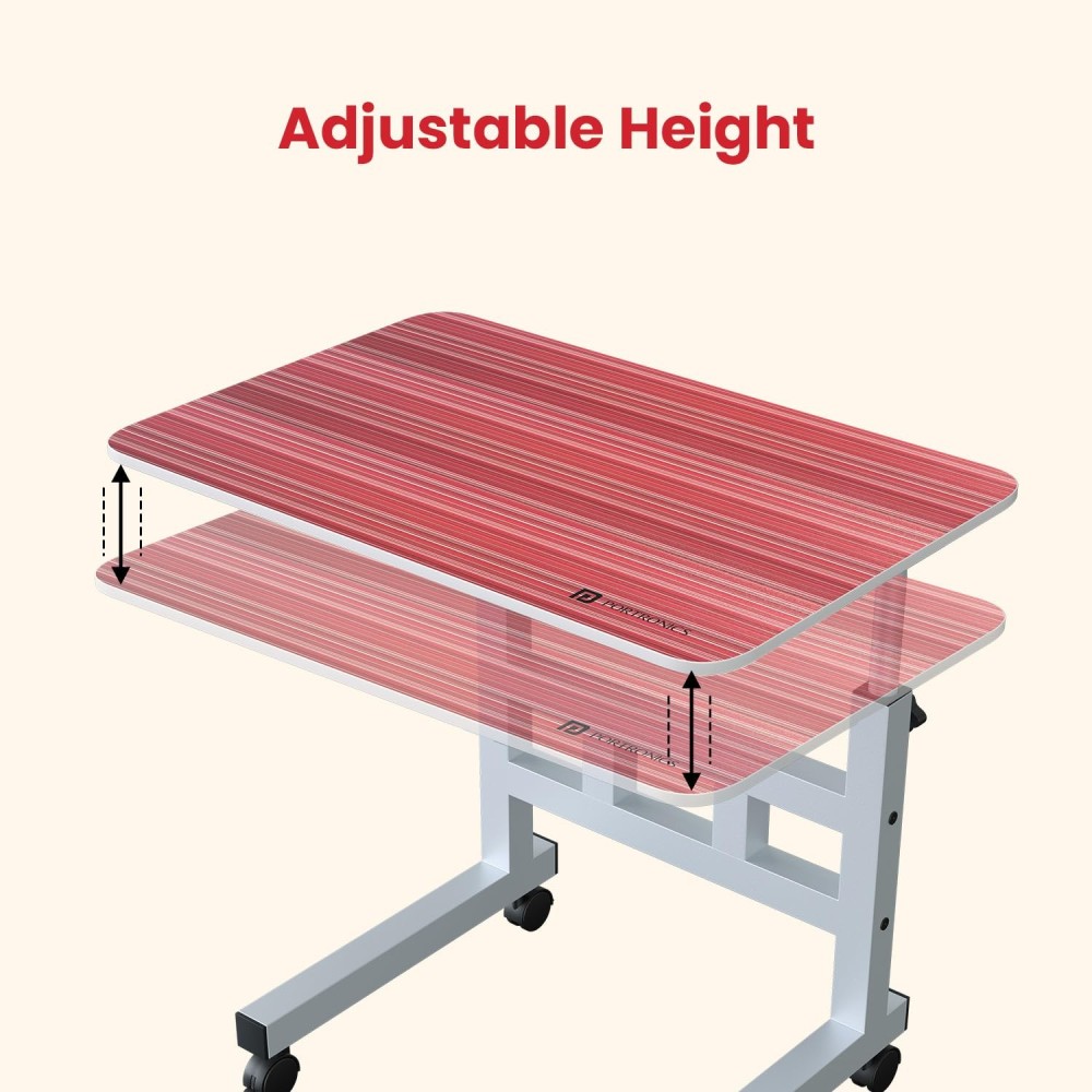 Portronics My Buddy D Wood Multipurpose Movable & Adjustable Laptop Table for Computer & Laptop – Foldable, Ergonomic - (Crimson Red)