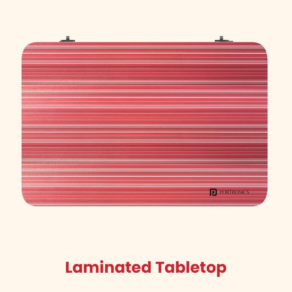Portronics My Buddy D Wood Multipurpose Movable & Adjustable Laptop Table for Computer & Laptop – Foldable, Ergonomic - (Crimson Red)