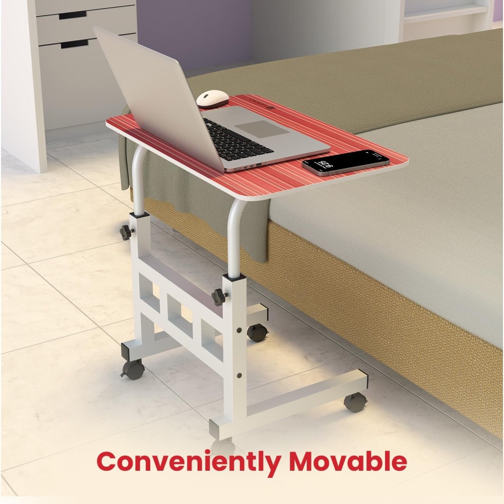 Portronics My Buddy D Wood Multipurpose Movable & Adjustable Laptop Table for Computer & Laptop – Foldable, Ergonomic - (Crimson Red)