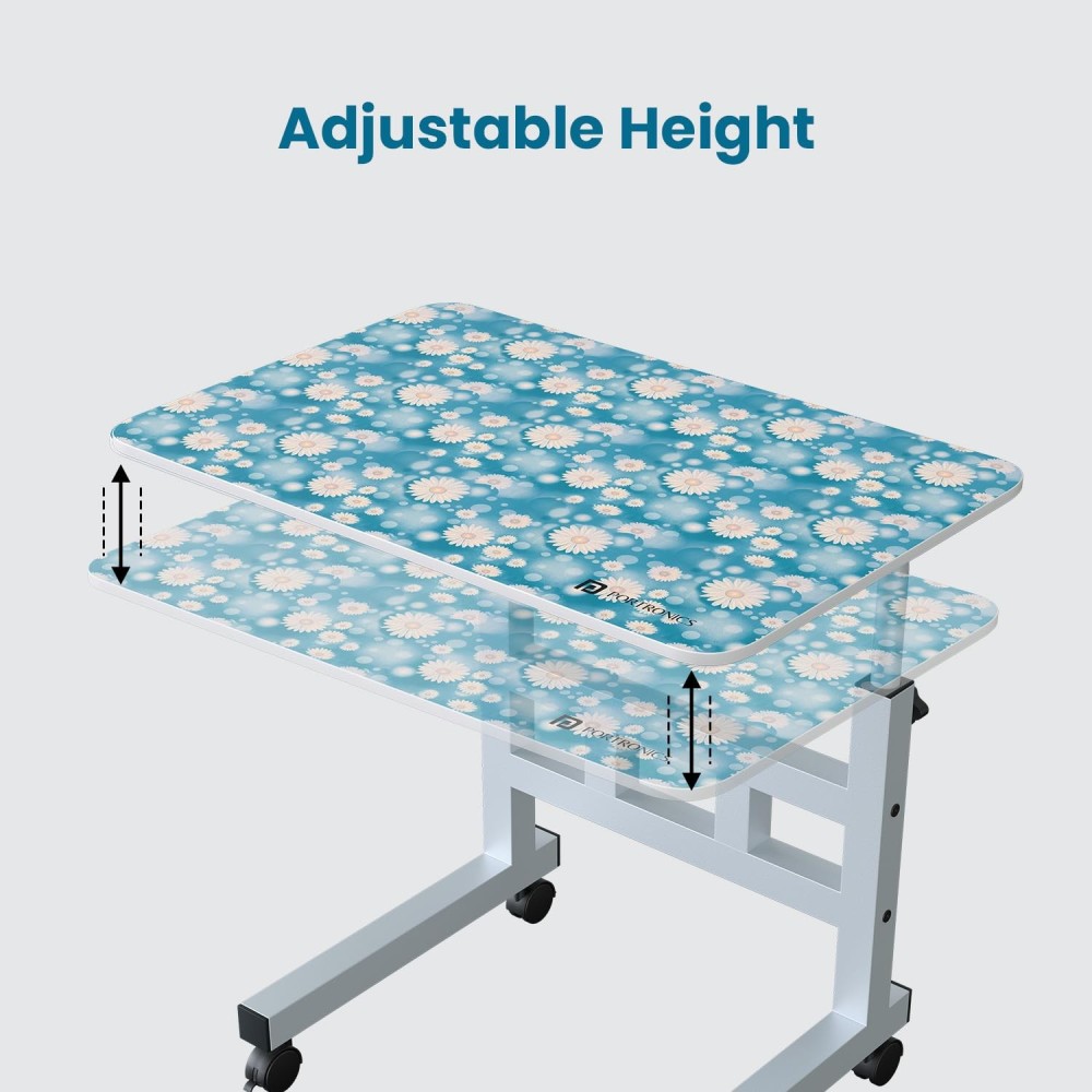 Portronics My Buddy D Wood Multipurpose Movable & Adjustable Laptop Table 60x40cm | Computer Desk - (Sky Blue)