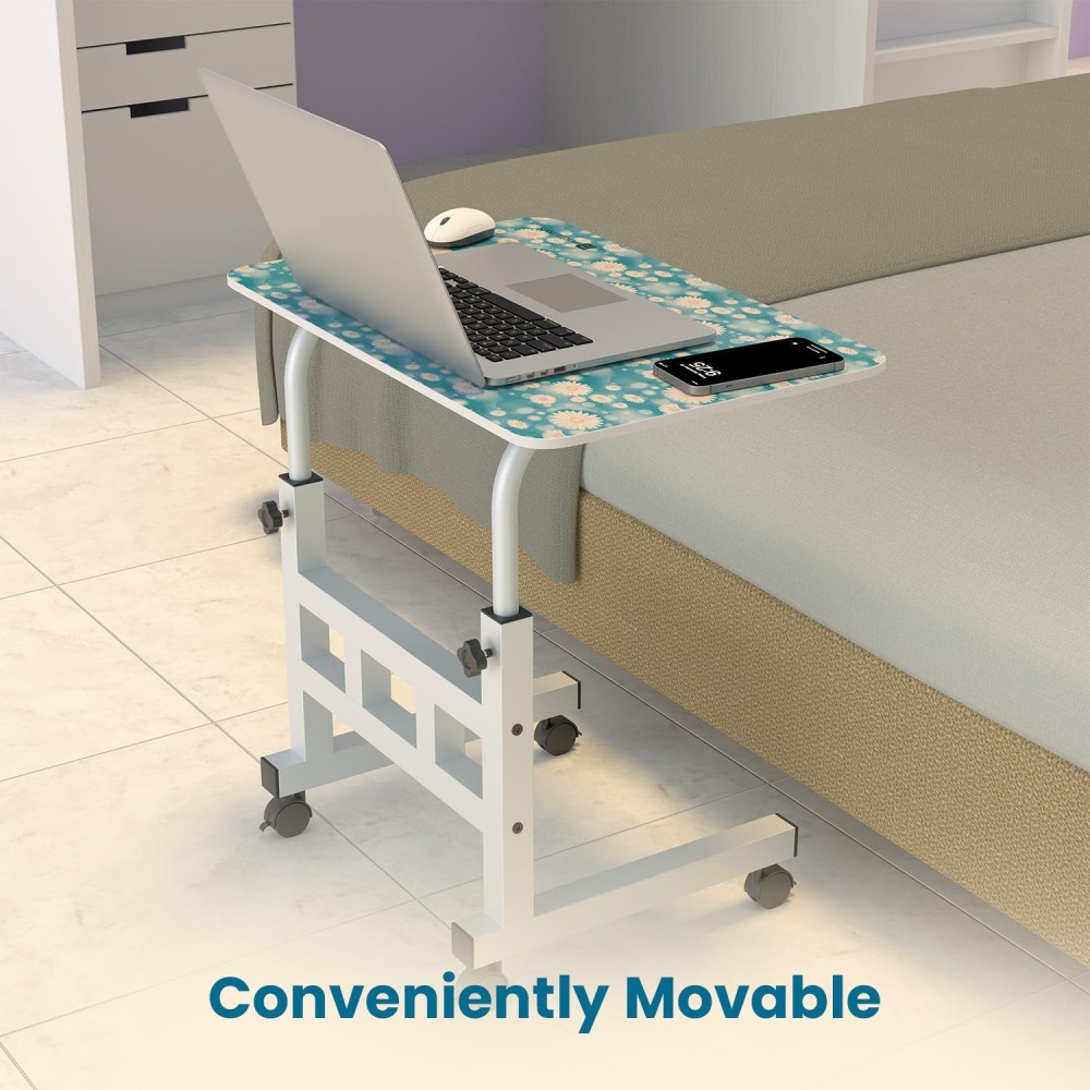 Portronics My Buddy D Wood Multipurpose Movable & Adjustable Laptop Table 60x40cm | Computer Desk - (Sky Blue)