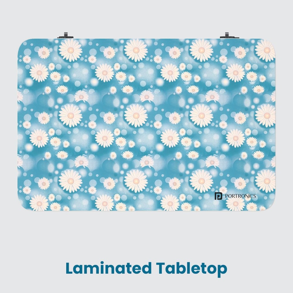 Portronics My Buddy D Wood Multipurpose Movable & Adjustable Laptop Table 60x40cm | Computer Desk - (Sky Blue)