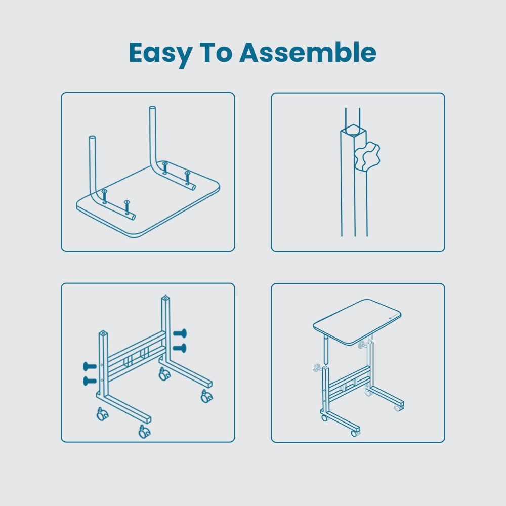Portronics My Buddy D Wood Multipurpose Movable & Adjustable Laptop Table 60x40cm | Computer Desk - (Sky Blue)