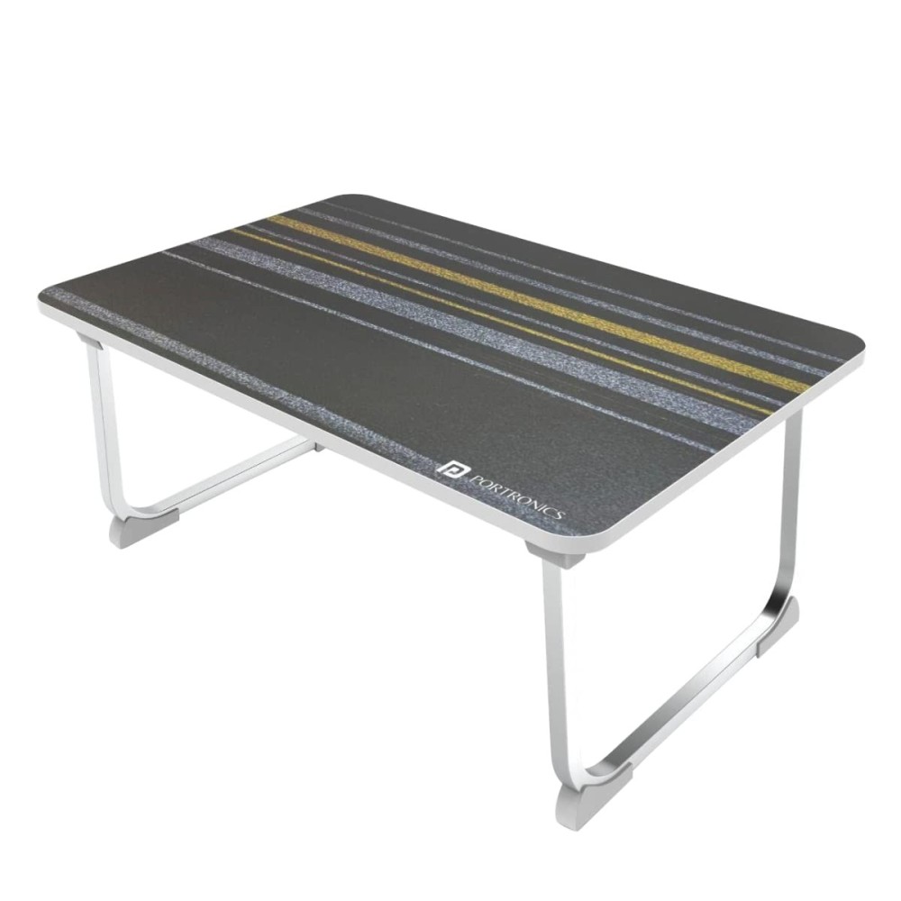 Portronics My Buddy J Foldable Laptop Table for Up to 17-Inch Laptops | Portable Adjustable MDF Laptop Desk with Aluminium Legs & Anti-Skid Grip - (Black)