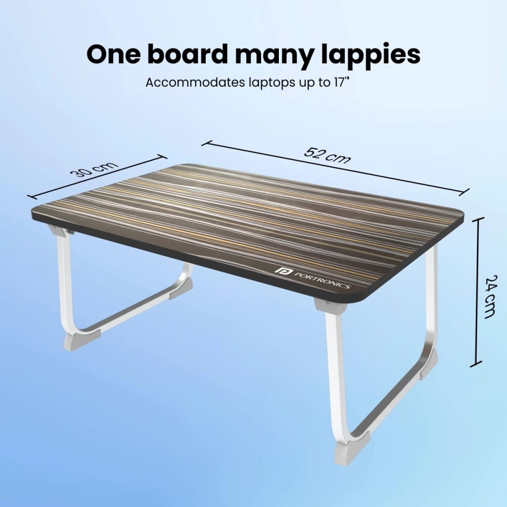 Portronics My Buddy J Foldable Laptop Table for Up to 17-Inch Laptops | Portable Adjustable MDF Laptop Desk with Aluminium Legs & Anti-Skid Grip - (Black)