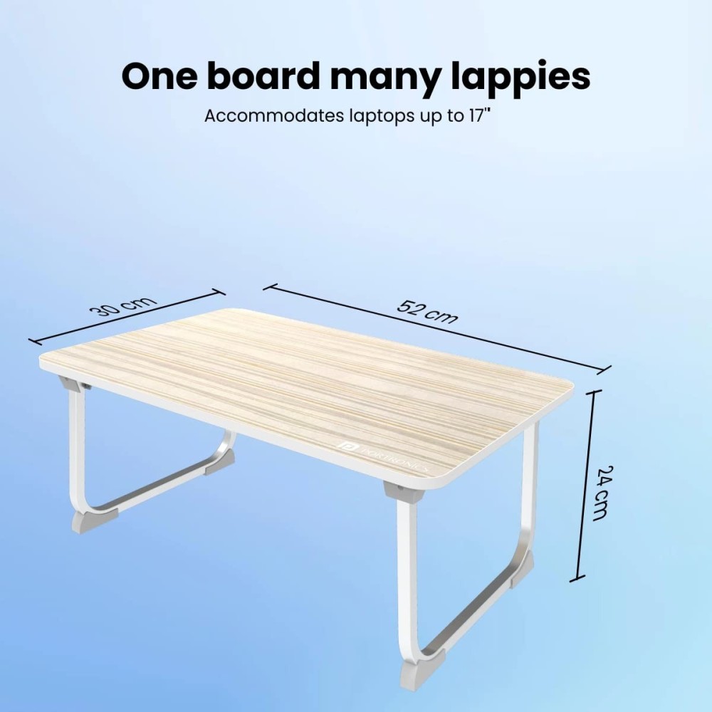 Portronics My Buddy J Portable Foldable Laptop Table with Laminated MDF Board, Aluminium Legs, Anti-Skid Grip for Up to 17 Inch Laptops - (Grey)