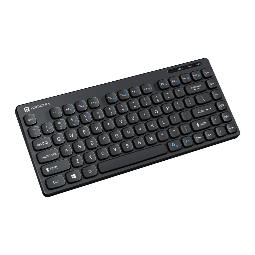 Portronics Bubble Multimedia Wireless Keyboard with Bluetooth 5.0 & 2.4GHz | Compact Silent Keyboard for iPad, Android, Windows PC & Smartphones - (Black)
