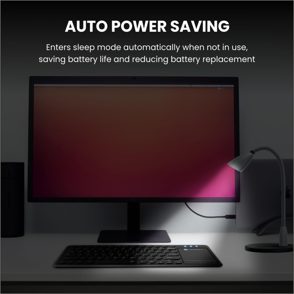 Portronics Bubble Pro Wireless Keyboard with Touchpad, Bluetooth & 2.4GHz, Dual Connectivity, Multi-Device, Spill-Resistant, Silent Keys - (Black)