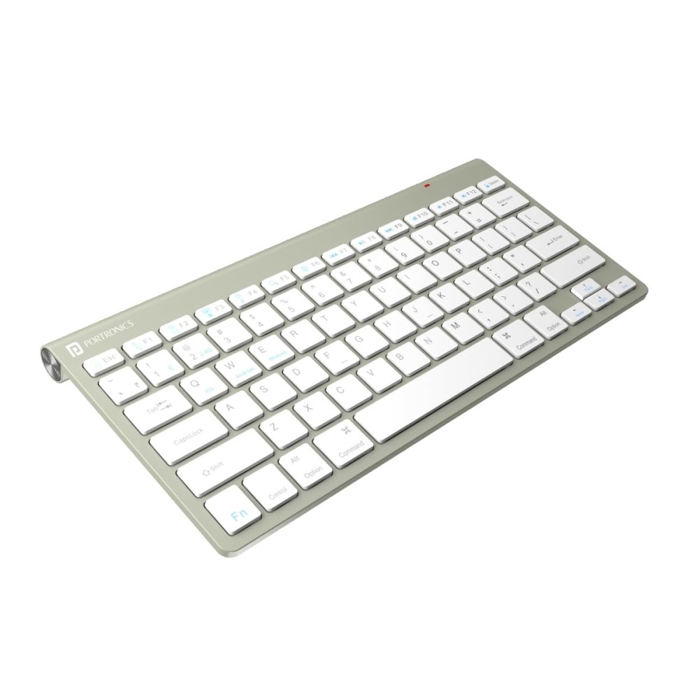 Portronics Bubble Max Wireless Keyboard with Bluetooth & 2.4GHz Dual Connectivity | Silent Keys | Multi-Device Support | Spill-Resistant Compact Keyboard - (Grey)