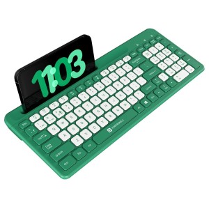 Portronics Bubble Square Wireless Keyboard | Bluetooth + 2.4GHz Dual Mode | Multi-Device Keyboard for Laptop, PC, Tablet & Smartphone - (Green)