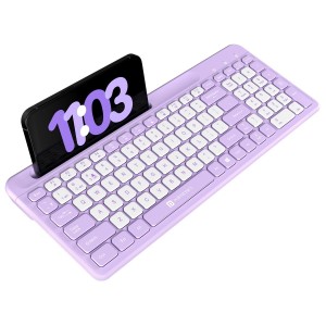 Portronics Bubble Square Wireless Keyboard | Bluetooth + 2.4GHz USB | Multi-Device Keyboard for Laptop, PC, Tablet & Smartphone - (Purple)
