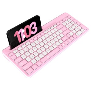 Portronics Bubble Square Wireless Keyboard | Bluetooth & 2.4GHz Dual Mode | Multi-Device Keyboard for Laptop, PC & Tablet - (Pink)
