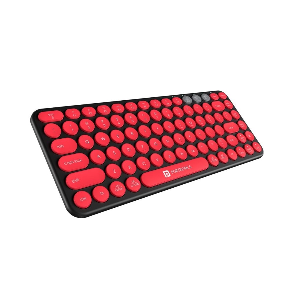 Portronics Bubble 2.0 Wireless Keyboard Bluetooth + 2.4GHz Receiver | TKL Compact Keyboard | Connect 3 Devices | Function Shortcut Keys - (Black)
