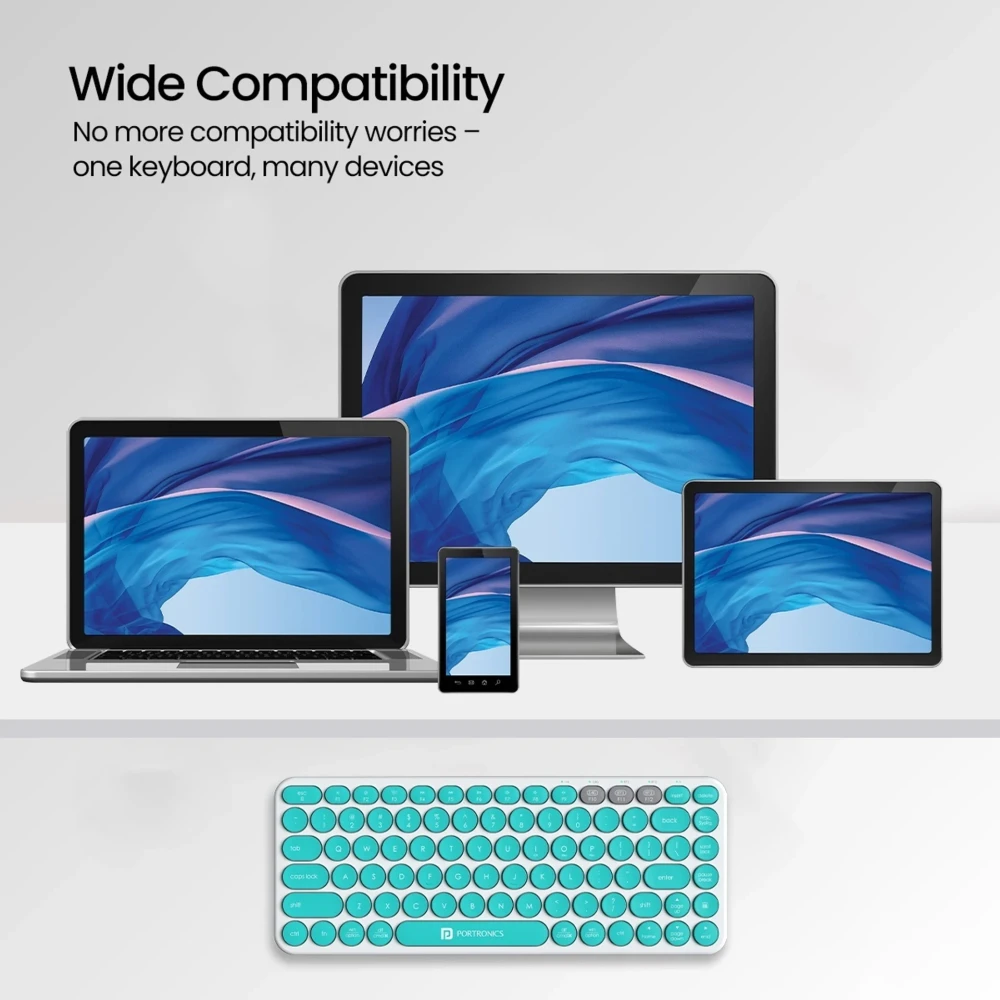 Portronics Bubble 2.0 Wireless Keyboard | Bluetooth & 2.4GHz | Multi-Device TKL Keyboard for Laptop, PC, Tablet & Smartphone - (White)