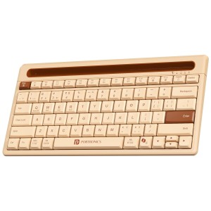 Portronics Bubble Dock 2.0 Wireless Keyboard with Bluetooth & 2.4GHz USB Receiver | Height Adjustable, Multimedia Hotkeys, Co-Pilot Key - (Beige)